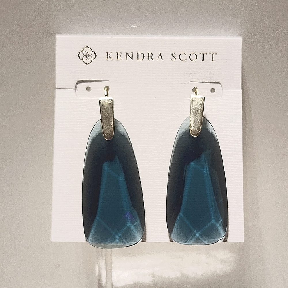 Kendra Scott Maize Earrings in Dark Teal  and Silver